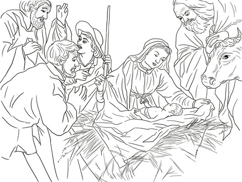 Adoration Of The Shepherds Coloring Page